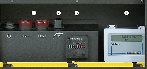 TAC 5000 ja TAC 6500 ilmanpuhdistimien käyttöelementit